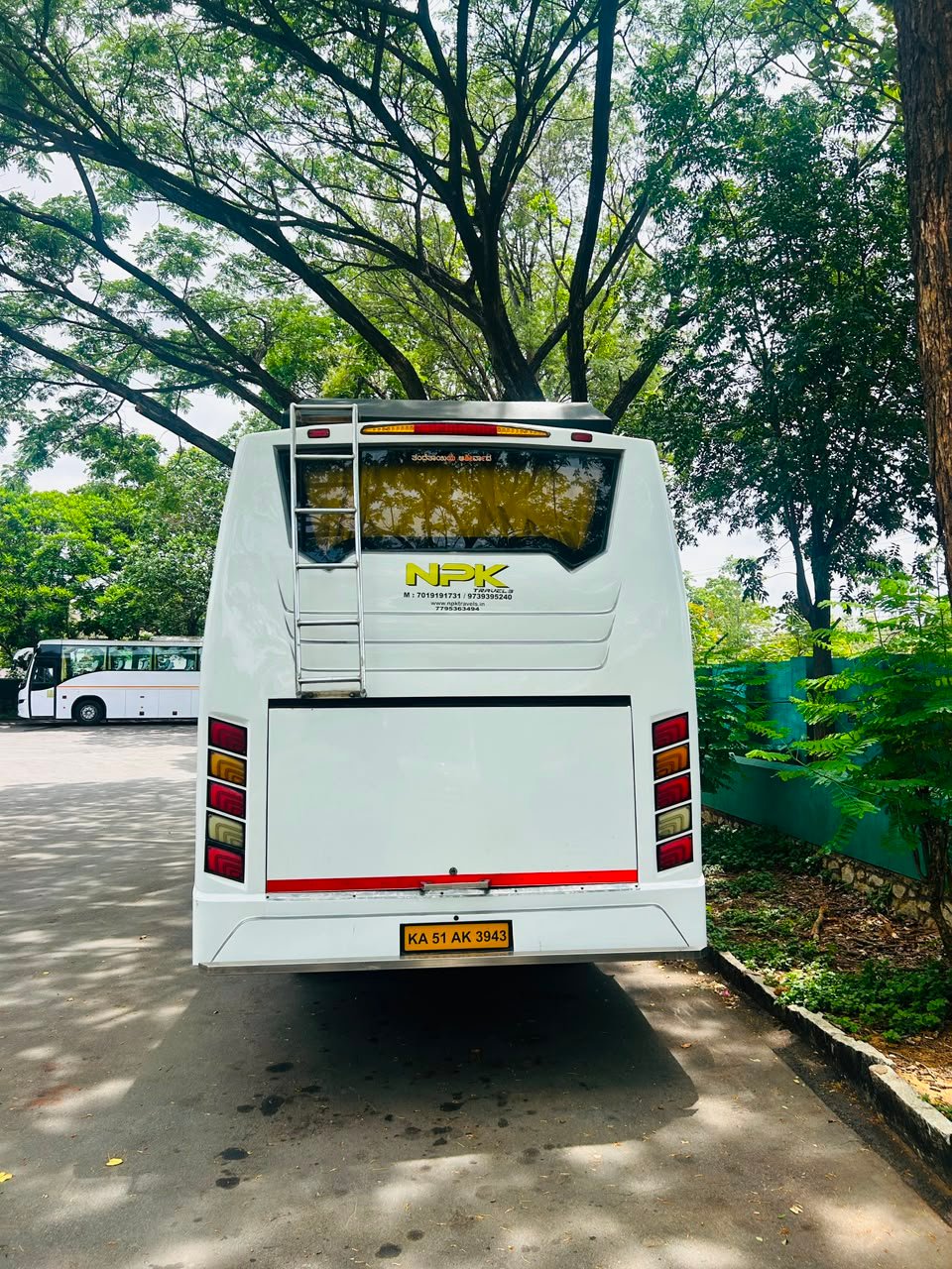 NPK Travels Luxury Bus Rear Profile