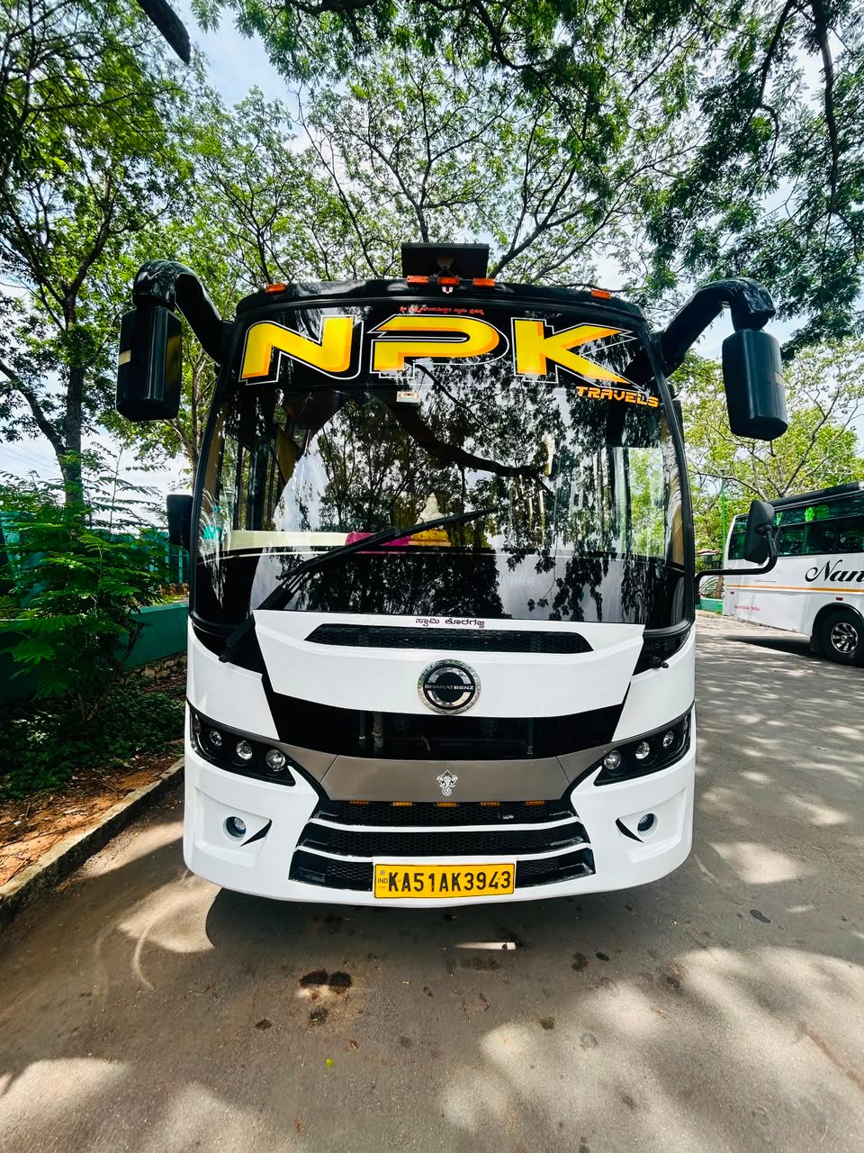 NPK Travels Luxury Bus Front Profile